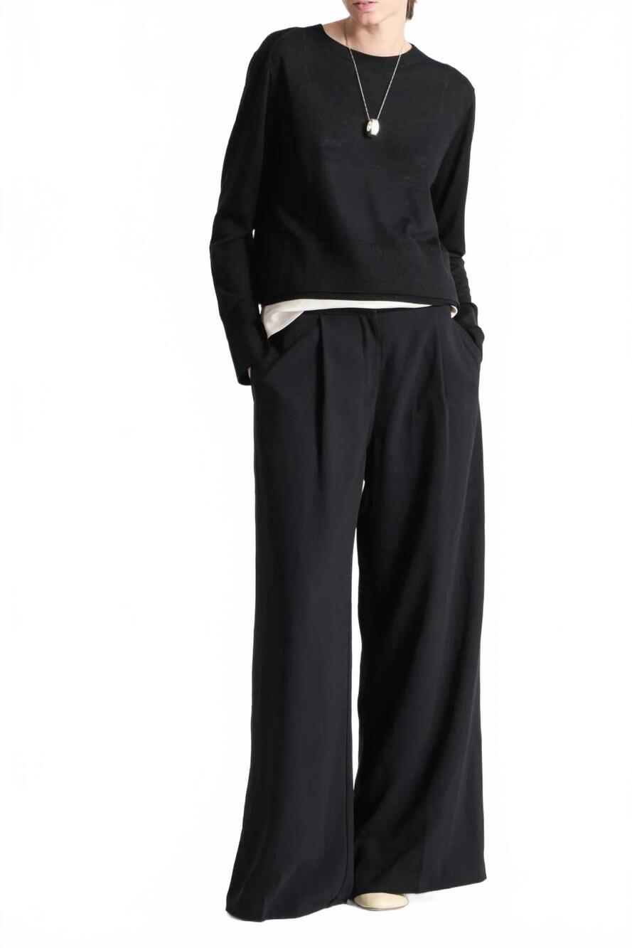 NEW SAINT ART neve crepe wide leg pant in black
